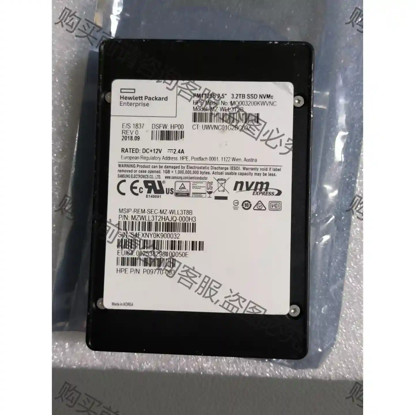 zui后出4张PM1725b 3.2T 议价再拍 拆机件