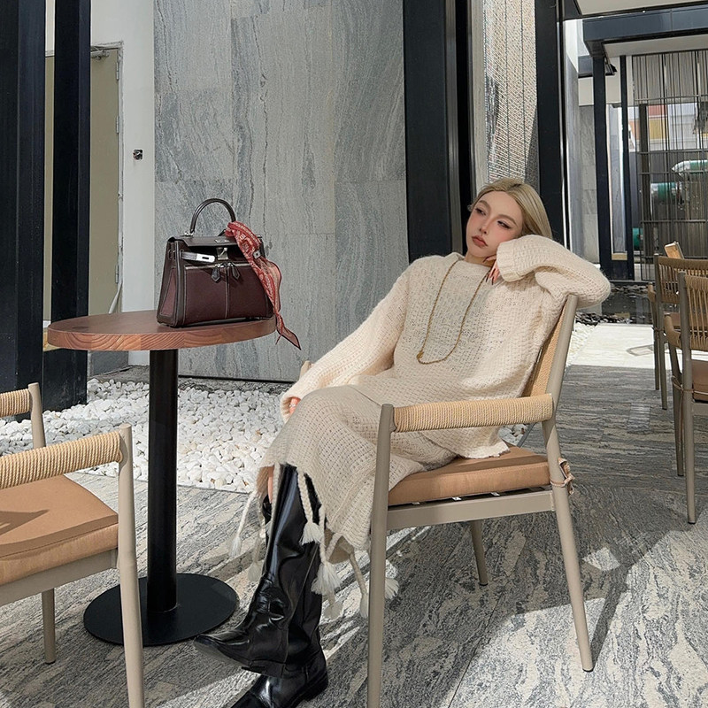 麻花流苏半身裙慵懒风