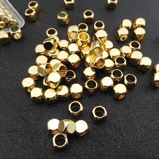 铜镀金硅胶隔珠方珠 定位珠面包圈手工diy手链车轮珠项链配件小珠