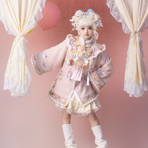 如梦见原创汉服女《玉兔》lolita裙子汉元素刺绣云肩明制女马面裙