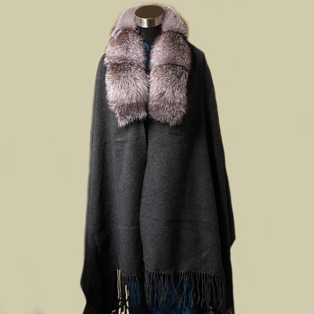 新款欧美狐狸毛真毛领仿羊绒披肩秋冬女时尚斗篷真毛领子皮草围巾
