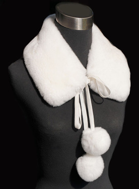 獭兔毛皮真毛领子可爱丝带毛球款毛绒围脖皮草毛毛围巾女秋冬百搭