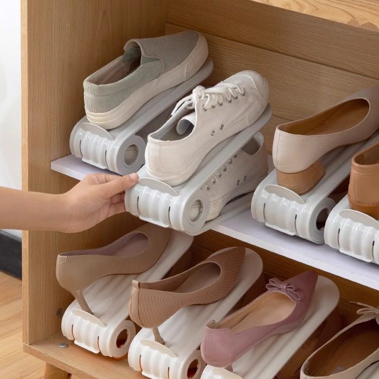 简约收纳鞋架简易折叠鞋托架塑料双层一体式可调节鞋架鞋子收纳架,厨房/烹饪用具,厨房置物架/置物柜/角架,淘宝优惠券,粉丝福利购,淘宝优惠卷