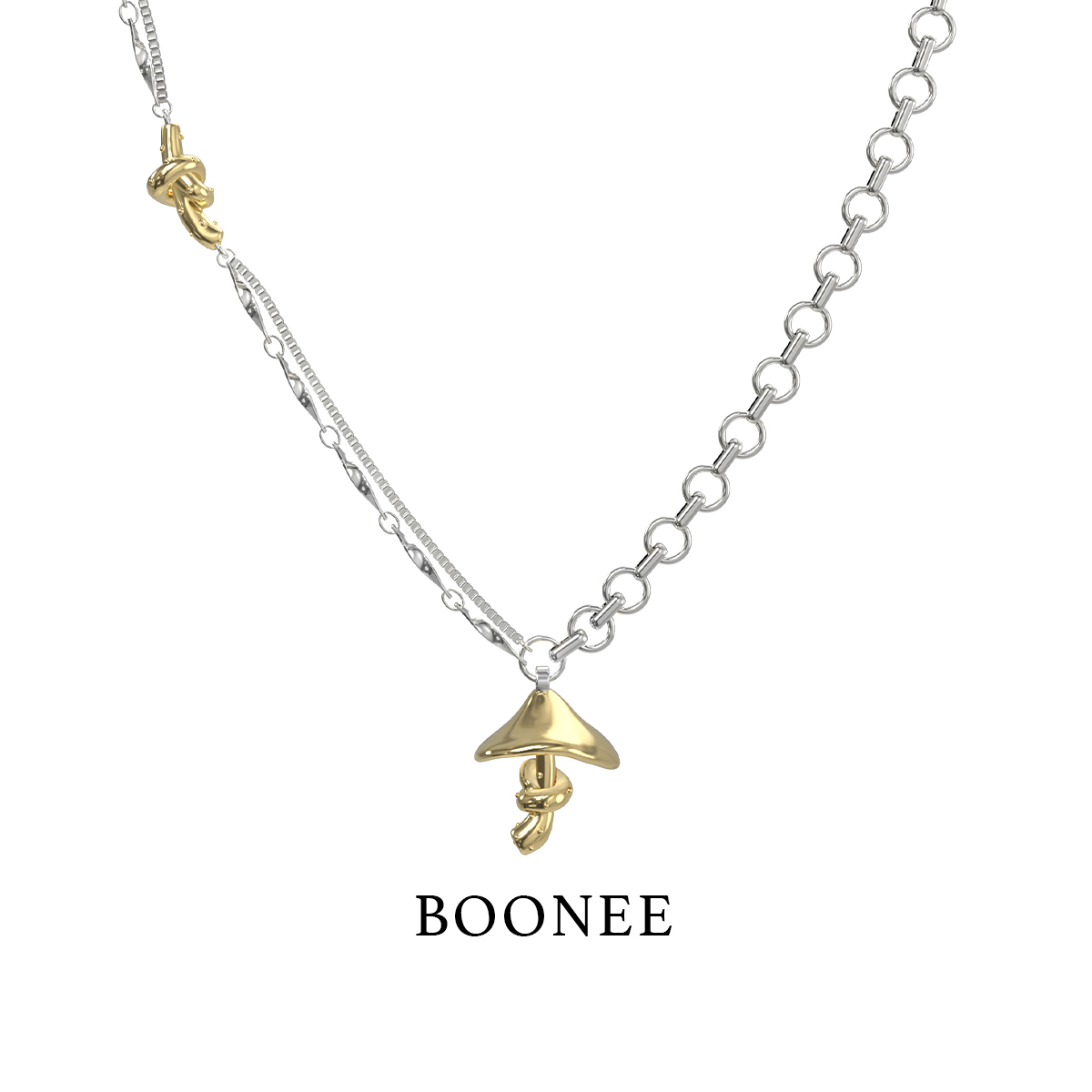 BOONEE蘑菇环扣拼接项链