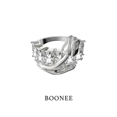 BOONEE郁金香大颗锆石戒指