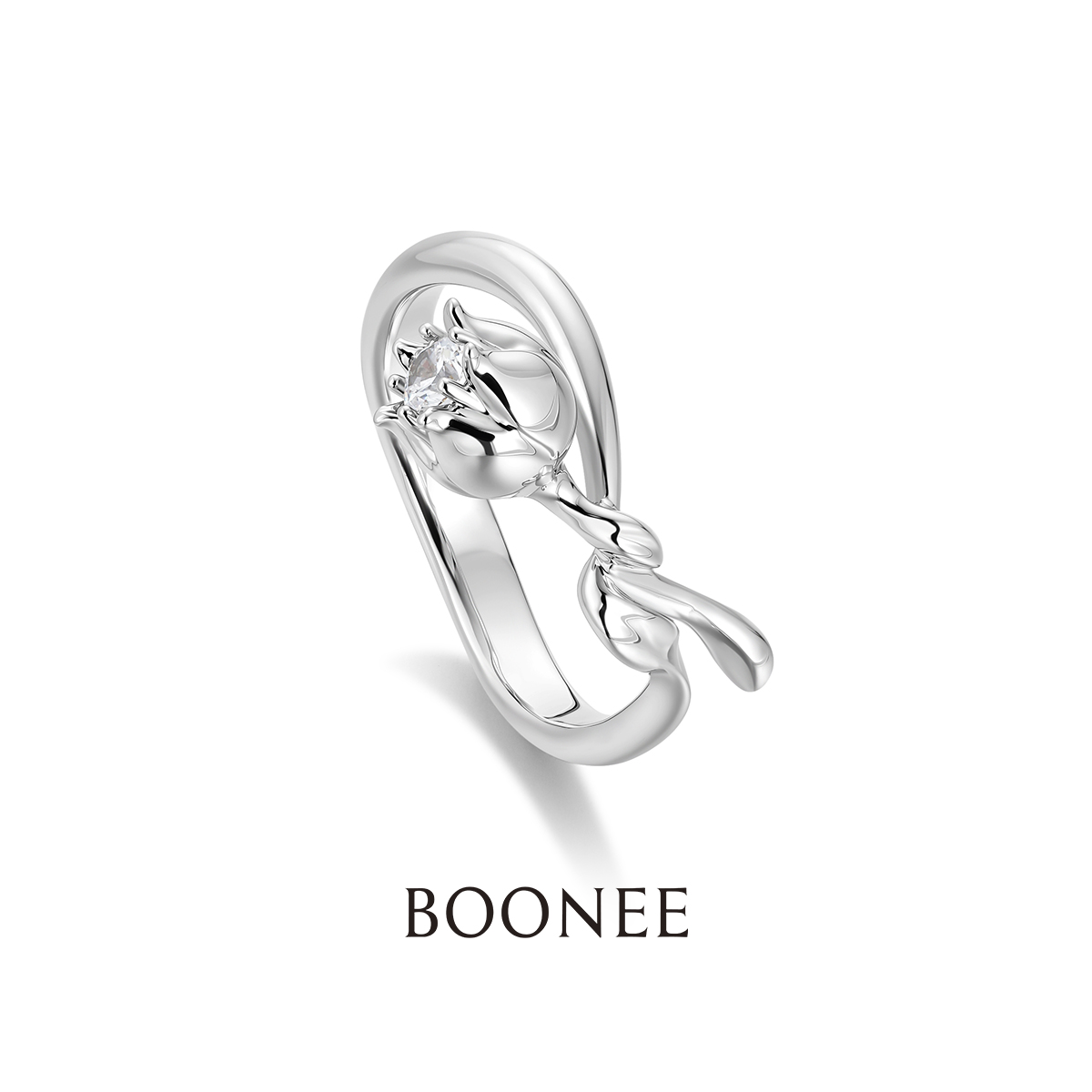 【新品】BOONEE秘境花园系列镶钻铃兰戒指女款小众设计高级感耳饰