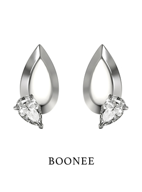 BOONEE愚人系列镶钻水滴耳钉高级感轻奢小众冷淡风耳饰女2025新款