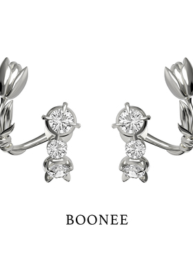 BOONEE郁金香系列锆石环绕耳钉小众设计高级感时尚个性气质耳饰女