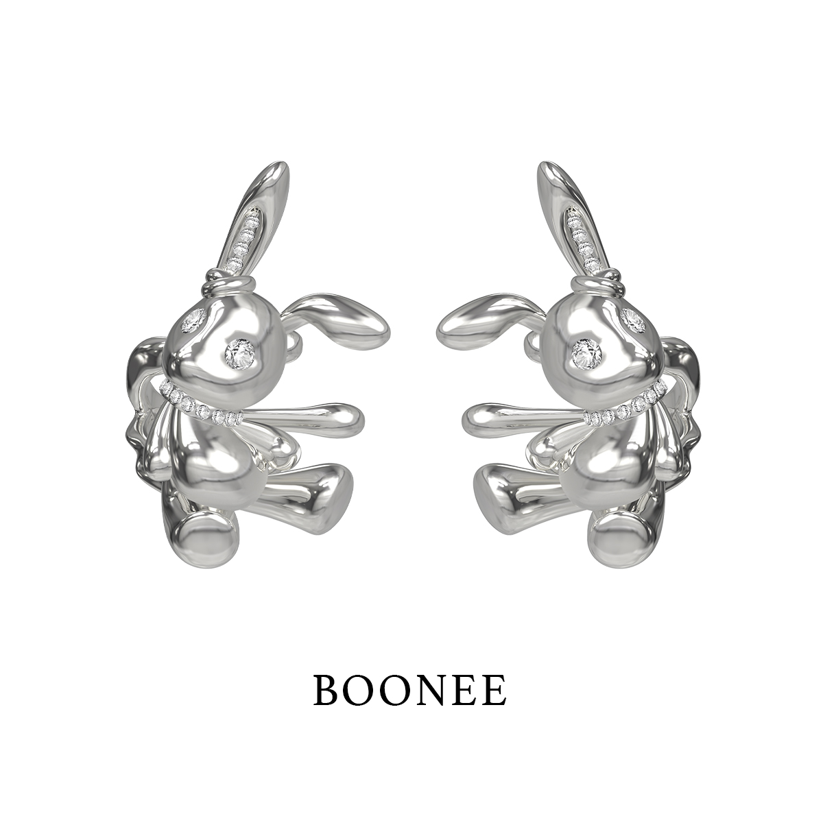 BOONEE亮钻小兔子耳骨夹