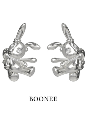 BOONEE童话系列亮钻小兔子耳夹无耳洞高级感耳骨夹原创设计感耳饰