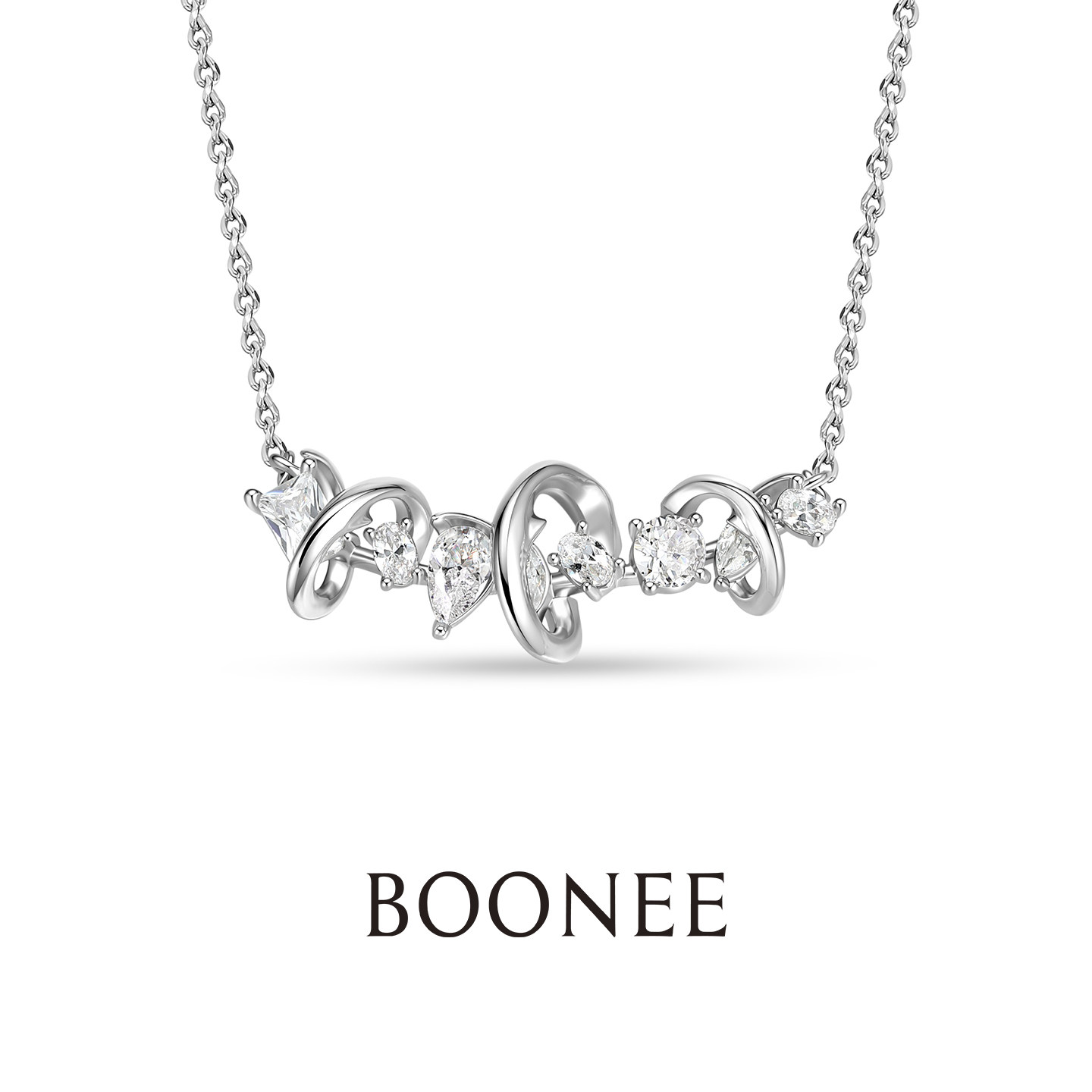 BOONEE曲线环绕锆石项链图片