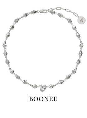 BOONEE项链轻奢小众高级感熔岩宝石爱心颈链时尚百搭锁骨链女礼物