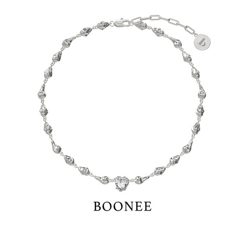 BOONEE不规则爱心锆石项链