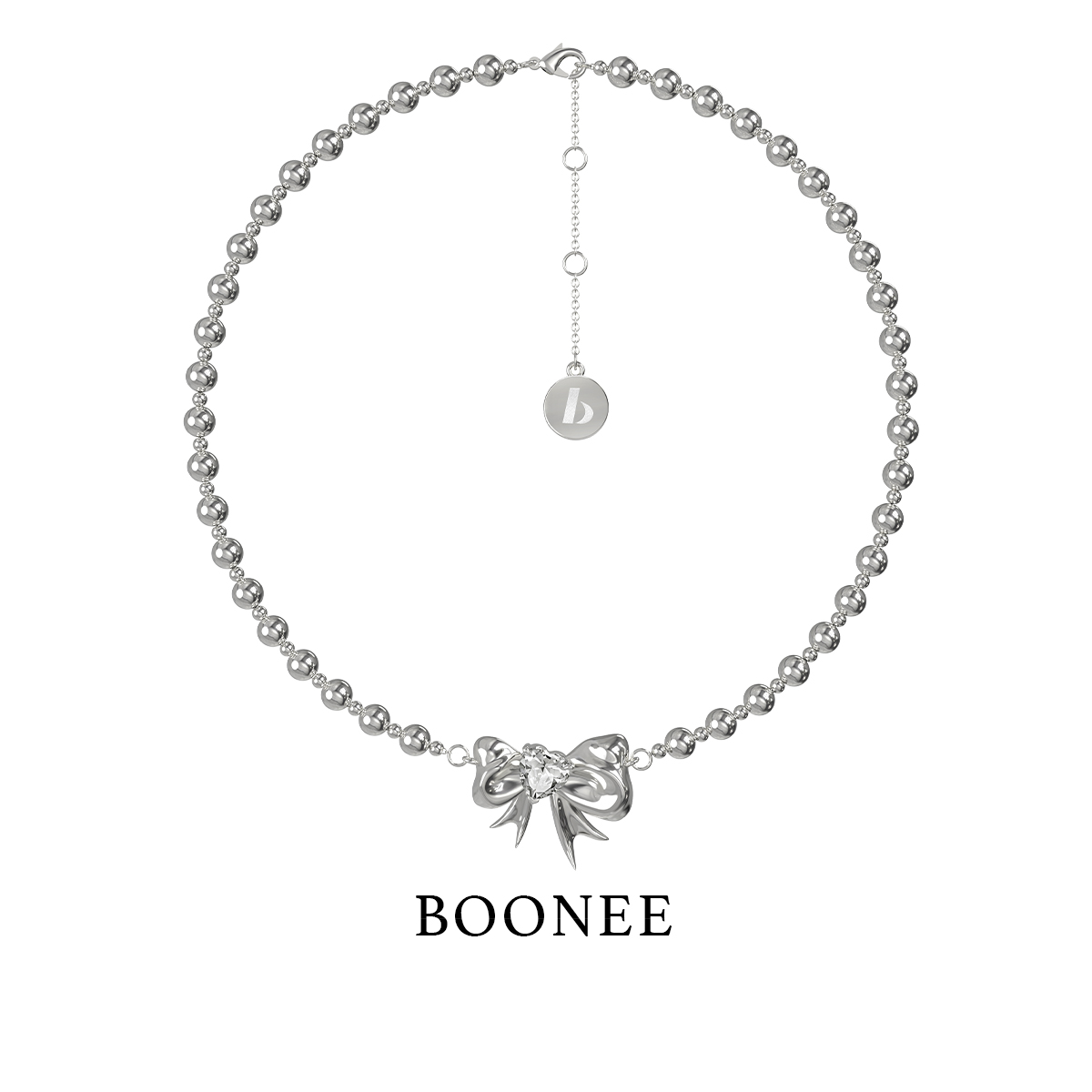 BOONEE爱心蝴蝶结珠链串珠项链