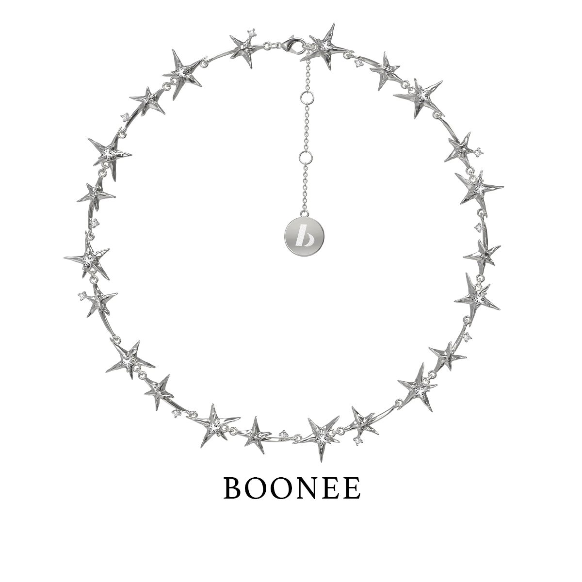 BOONEE闪钻五角星环绕锁骨链