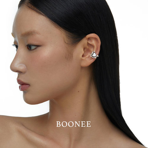BOONEE桃心锆石水形耳夹