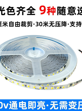 220V灯带自粘高压超亮软灯带客厅线条灯展柜灯柔性贴片光源线槽灯