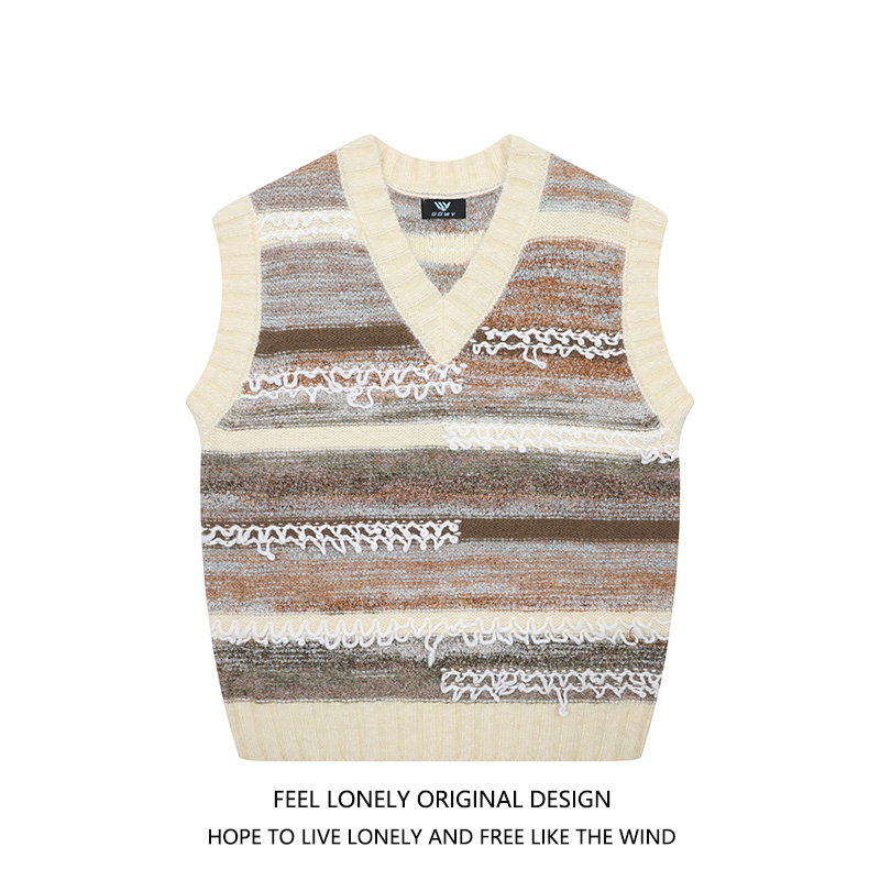 日系复古软糯V领毛衣马甲