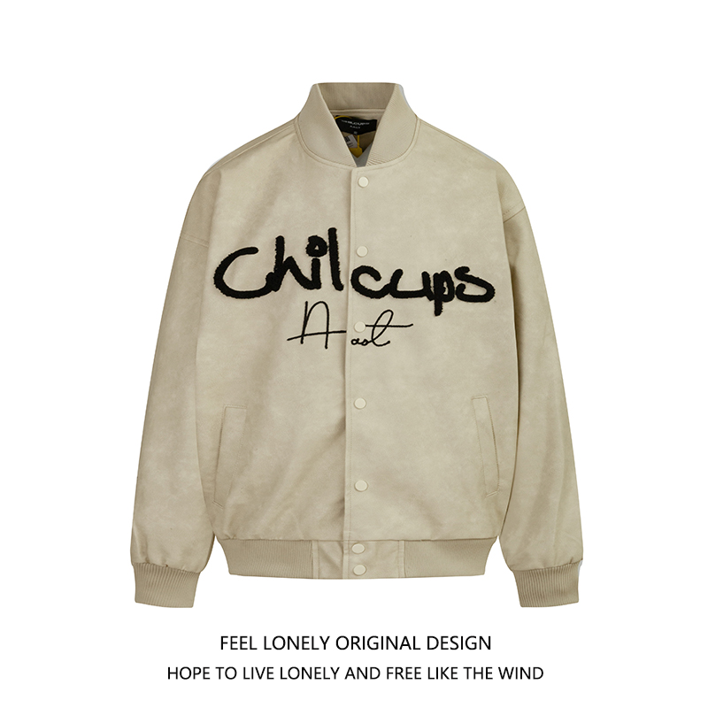 美式高街毛巾字母扎染棒球服外套