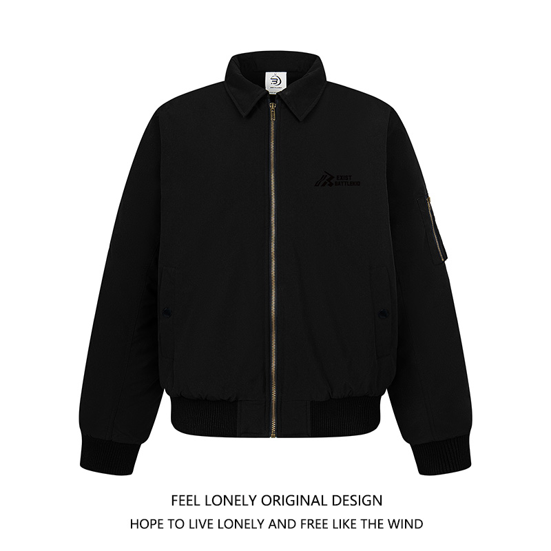 美式vibe复古翻领飞行夹克棉服