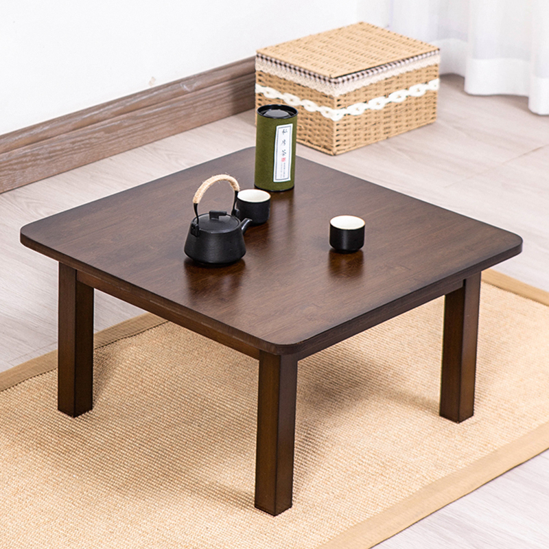 黑胡桃色楠竹实木正方形床上炕桌