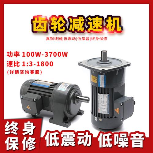 齿轮减速电机380V大扭矩变频750W卧式减速机调速单相电机220V三相