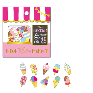 日本mind wave荧光市场系列贴纸包金箔商店水果店冰激凌店果汁店花店手帐日记相册手机装饰拼贴素材可爱贴画