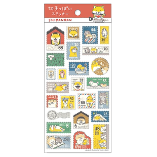 日本mind wave贴纸人气角色邮票系列可爱卡通原创咕噜猫柴犬吱吱豆兔子muu酱手帐日记相册手机拼贴素材贴画