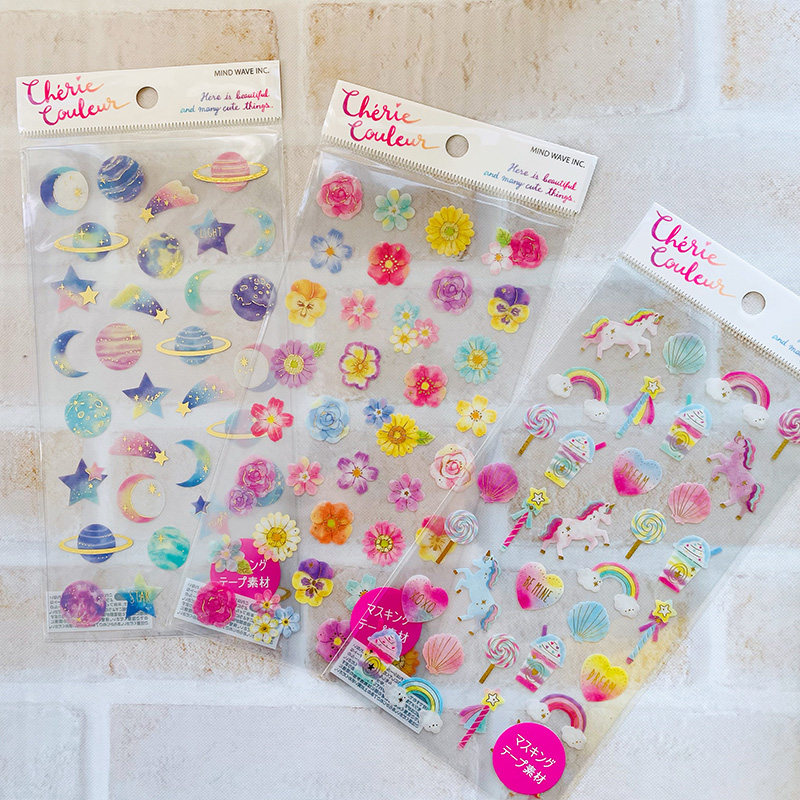 日本mindwave水彩风格金箔贴纸