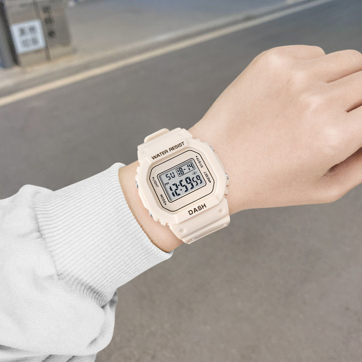 电子手表女款学生小方块学院