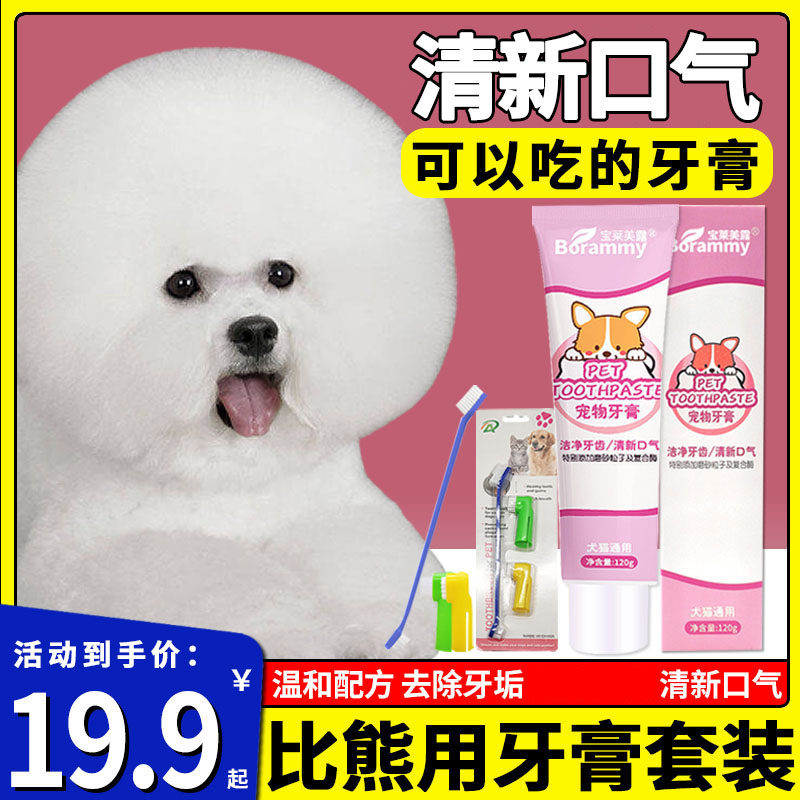 比熊专用狗狗牙刷牙膏套装口臭可食用狗用品大全小型犬清新口气