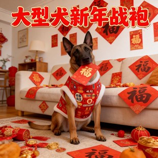 马犬专用狗狗新年衣服战袍大型犬幼犬大狗过年穿的拜年服冬季棉衣