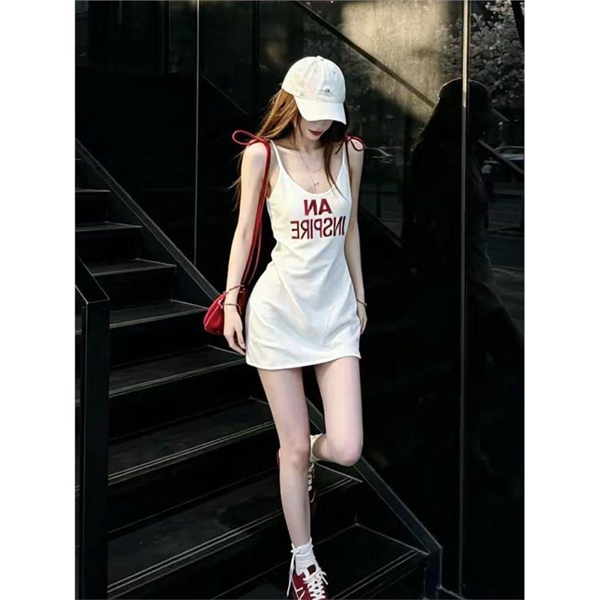 美式字母印花包臀裙女夏