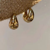 ngbb 质感celi风欧美金属圆球八芒星锆石耳扣耳环新款 设计耳饰女