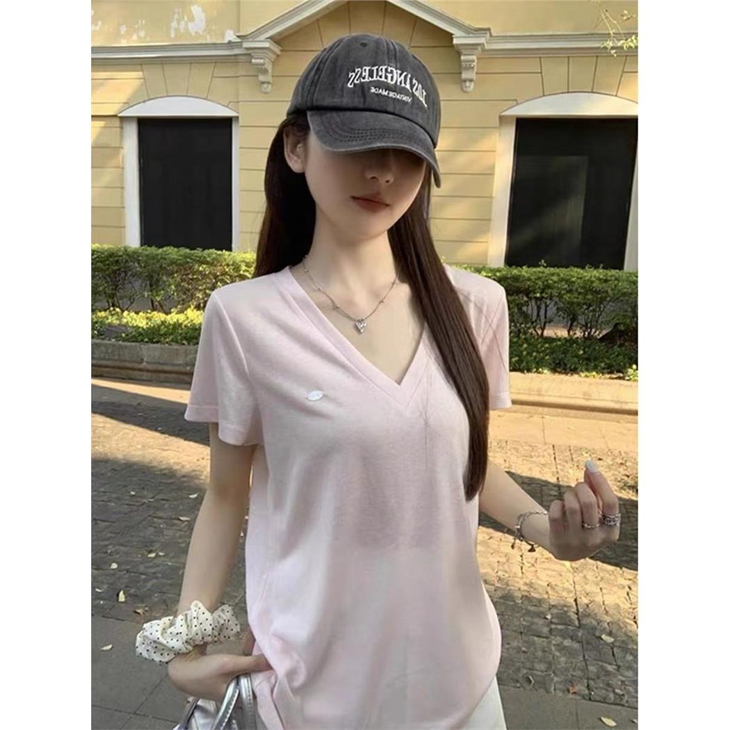 薄款短袖T恤韩系松弛感v