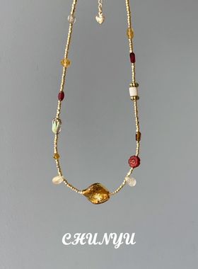 春妤CHUNYU原创设计 “金箔”复古vintage风情项链小众锁骨链