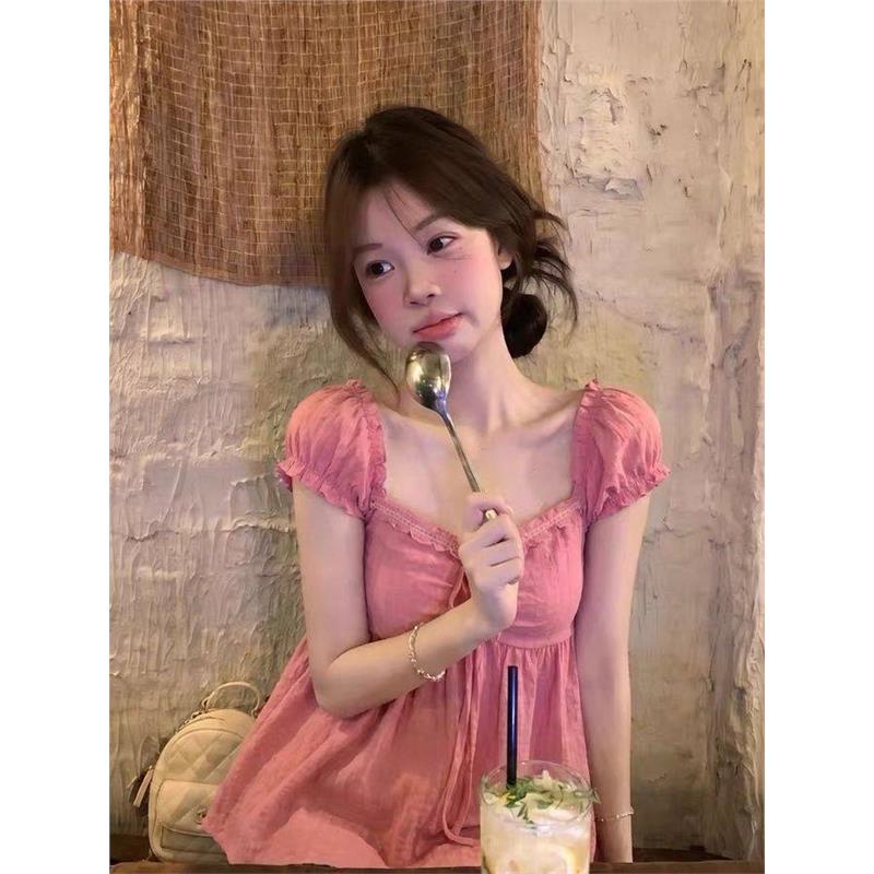 2026新款玫红色蕾丝花边