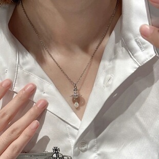 西太后巴洛克淡水异形珍珠土星立体orb项链轻奢气质高级感毛衣链