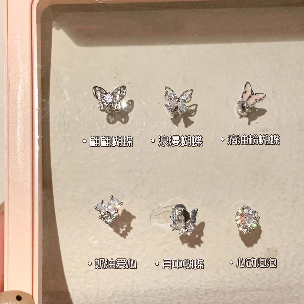 嘟嘟夫妇蝴蝶锆石耳钉女