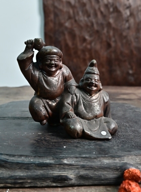 日本回流陶摆件惠比寿大黑天