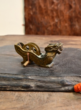 日本回流中古纯铜龙形墨斗摆件
