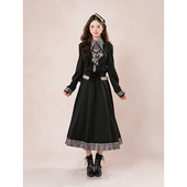 日系宫廷风优雅大小设计感修女风长袖 魔女祷告 秋装 收腰连衣长裙