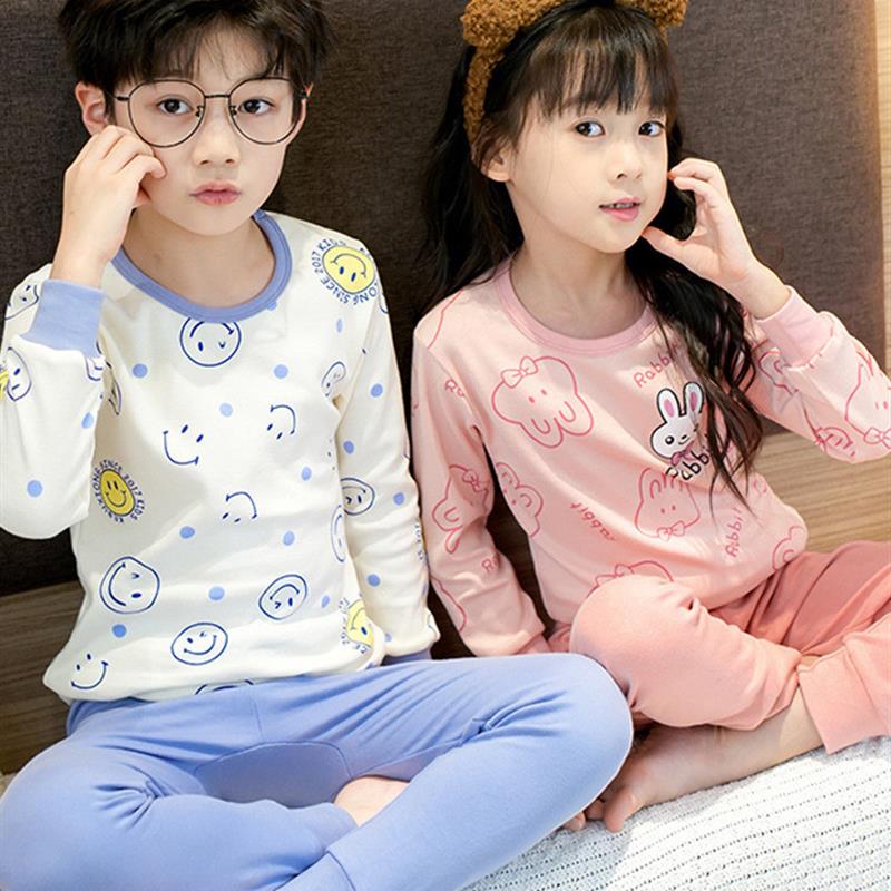女童睡衣秋冬纯棉宝宝秋衣秋裤男童棉毛衫2025新款儿童家居服套