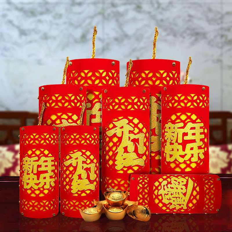 2026年开门红布置氛围仿真鞭炮银行厅堂橱窗保险公司前台桌面摆