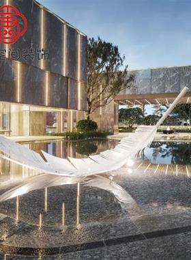 大型户外不锈钢雕塑定制园林广场房地产抽象发光金属建筑景观摆件