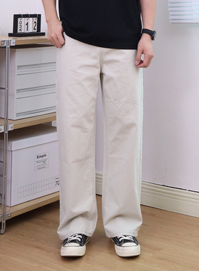 银河信箱 日系复古纯棉基础款休闲裤男日常百搭宽松直筒长裤子