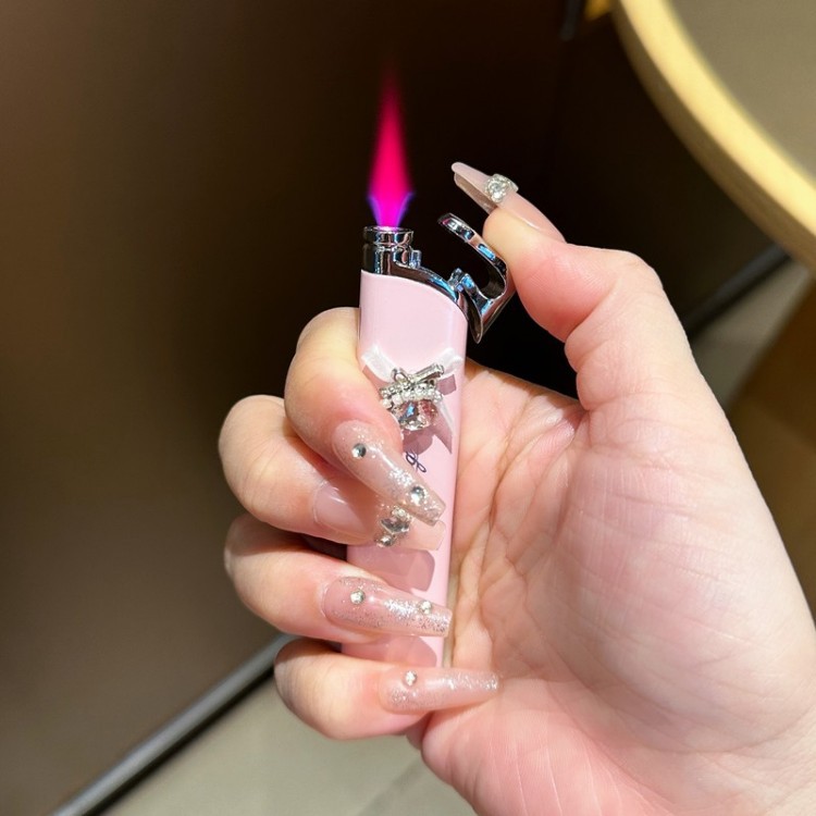 小巧精致镶钻打火机女士红焰少女心仙女网红高级粉色潮送闺蜜男友