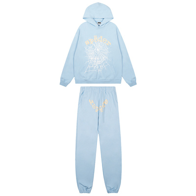 高街风蜘蛛网印花连帽卫衣套装sp5der男女秋季长袖运动休闲两件套