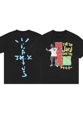 Travisscott高街嘻哈字母印花短袖T恤男女圆领宽松潮流街拍上衣夏