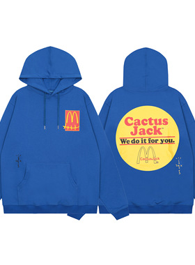 Travisscott男女宽松毛圈上衣CactusJack麦当劳联名印花连帽卫衣